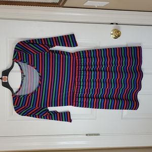 BeBop Dress Striped Large Black Purple Green Red Blue